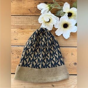 Michael Kors Black and Tan Patterned Hat